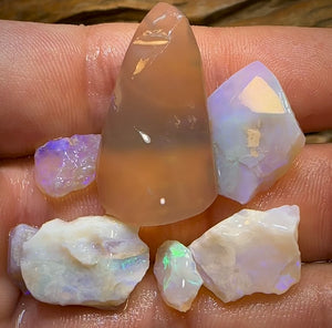 (Template) 55.7cts - 7x Lightning Ridge Crystal Opal Rough - Opal Whisperers