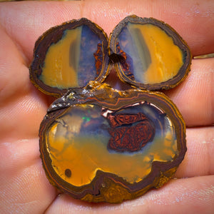 136.3cts - 3x Yowah Nut Crystal Centre Rough Specimen Parcel