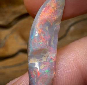 7.3cts - Top Lightning Ridge Dark Opal Rub with Red Fire - Opal Whisperers