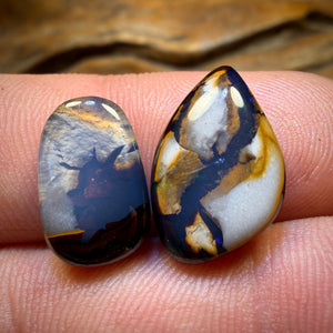 14.1cts - Yowah Nut Crystal Centre Opal Pair Polished
