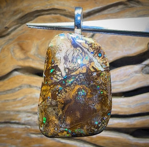 Solid Tribal Queensland Boulder Opal Pendant