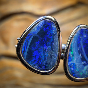 Sterling Silver - Australian Boulder Opal Doublet Stud Earrings