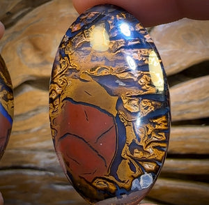 209.2cts - Rare Broad Tribal Queensland Boulder Opal Matching Split Nut Pair