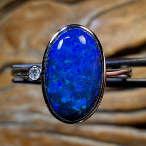 14k White Gold - Australian Opal Doublet Ring