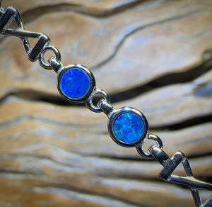 Sterling Silver - Australian Boulder Doublet Opal Bracelet