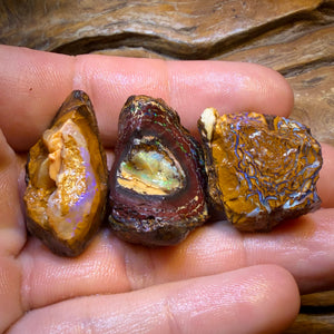 158.9cts - 3x Yowah Nut Opal Rough Parcel. Australian Boulder Opal