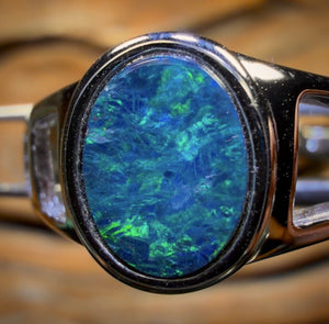 Sterling Silver - Queensland Boulder Opal Doublet Ring UNISEX