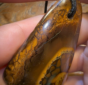 69 x 41mm - Oversize Drilled Boulder Opal Pendant w/ Eco Friendly Vegan Cord