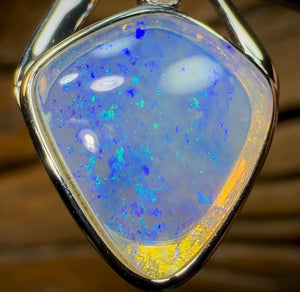 Sterling Silver - Solid South Australian Crystal Opal Pendant. Great Price - Opal Whisperers