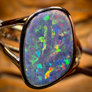 Unisex Sterling Silver - Queensland Boulder Opal Doublet Ring