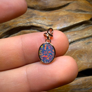 Sterling Silver Rose Gold Plated - Queensland Boulder Opal Doublet Pendant
