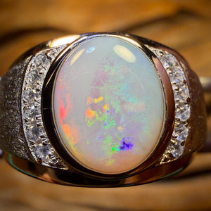 Sterling Silver - UNISEX South Australian White Opal Ring