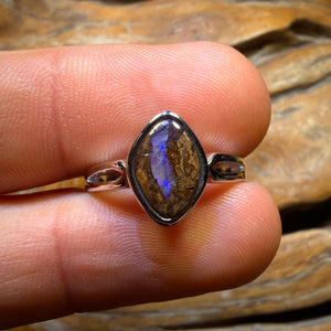 Sterling Silver - Solid Queensland Boulder Opal Ring