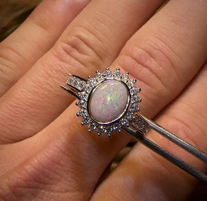 Sterling Silver - South Australian White Opal Ring