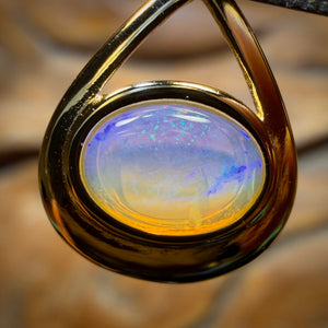 Sterling Silver Gold Plated - Solid South Australian Crystal Opal Pendant
