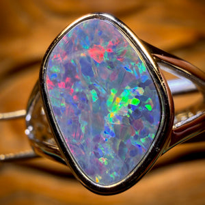 Unisex Sterling Silver - Queensland Boulder Opal Doublet Ring