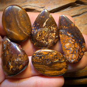 š197.8cts - 5x Australian Tribal Boulder Opalās. Wholesale Dealers Parcel