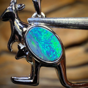 Sterling Silver - Australian Boulder Opal Doublet ROO Pendant
