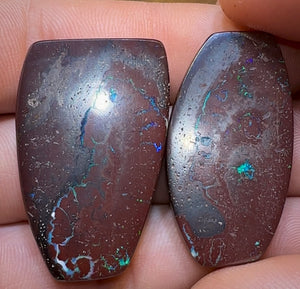 101.3cts - Tribal Pattern Koroit Nut Opal Pair - Opal Whisperers