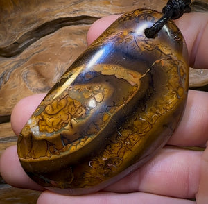 2 x HUGE Drilled Boulder Opal Pendant Split Pair w/ Eco Friendly Vegan Cords