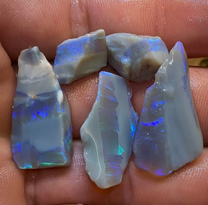 46.7cts - 5x Lightning Ridge Crystal and Dark Opal Rough Parcel - Opal Whisperers