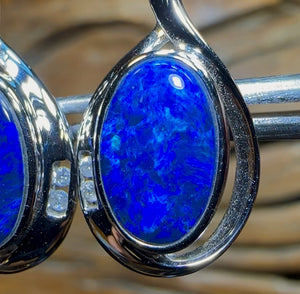 14k White Gold - Queensland Boulder Opal Doublet Earrings. Old Gold Price - Opal Whisperers