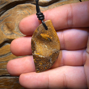 43 x 24mm - Awesome Drilled Tribal Queensland Boulder Opal Picture Stone Necklace