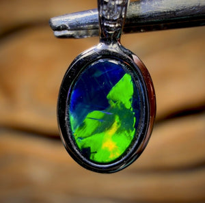 14k White Gold - Queensland Boulder Opal Doublet Pendant with Diamonds Bargain