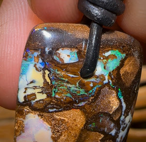 28 x 19mm - “Cyclone of the coast” Drilled Australian Boulder Opal Necklace Picture stone