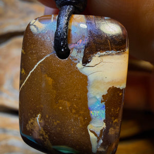 25 x 19mm - Drilled Queensland Boulder Opal Necklace