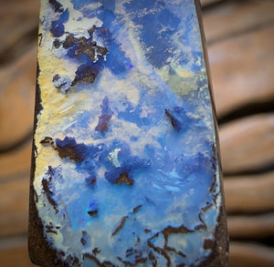 “Ice Drift” Solid Queensland Boulder Opal Unisex Pendant
