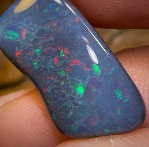 9.1cts - Australian Red on Black Multicolour Opal from Lightning Ridge - Opal Whisperers