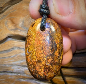 🔨 AUCTION 🔨 No Reserve 40 x 24mm - Drilled Boulder Opal Pendant w/ Eco Friendly Vegan Cord