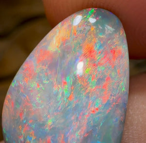 8.4cts - Lightning Ridge Semi Black Opal. Red Fire - Opal Whisperers