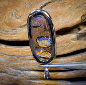 Sterling Silver - “witchetty grubs” Solid Tribal Boulder Opal Pendant UNISEX