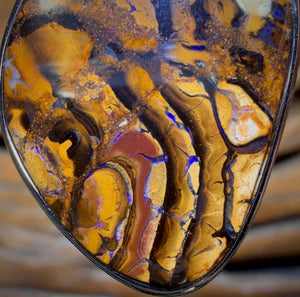 Sterling Silver - Solid Tribal Boulder Opal Pendant UNISEX Bargain