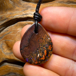 30 x 23mm - Drilled Tribal Queensland Boulder Opal Necklace
