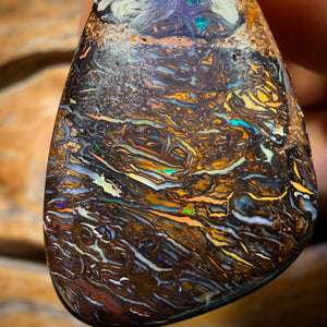 35 x 21mm - Drilled Tribal Queensland Boulder Opal Necklace
