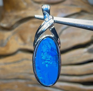 Sterling Silver - Australian Boulder Opal Doublet Pendant - Opal Whisperers