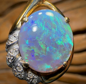 “Mums Piece 2”, Gold - Solid Lightning Ridge Black Opal Pendant Heritage Collection