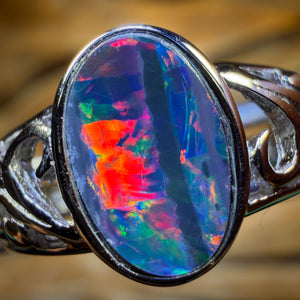 Sterling Silver - Queensland Boulder Opal Doublet Ring