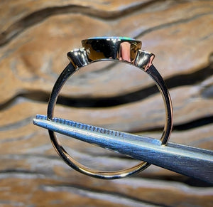 14k Gold - Queensland Boulder Doublet Opal Ring with Diamonds - Opal Whisperers