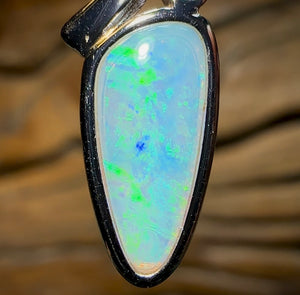 Sterling Silver - Top Solid South Australian Crystal Opal Pendant - Opal Whisperers