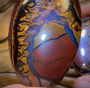 209.2cts - Rare Broad Tribal Queensland Boulder Opal Matching Split Nut Pair