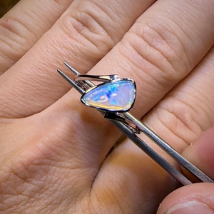 14k White Gold - Solid South Australian Crystal Opal Ring