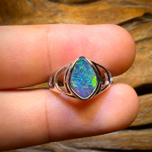 Sterling Silver - Queensland Boulder Opal Doublet Ring UNISEX