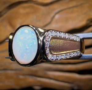 Sterling Silver - South Australian White Opal Ring - Opal Whisperers