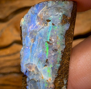 31.9cts - Australian Boulder Opal Rough Preform. Natural Split - Opal Whisperers