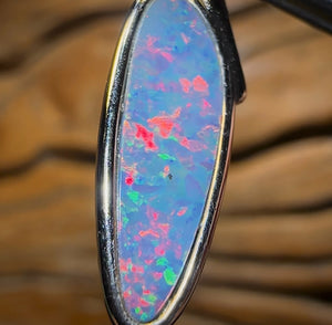 Sterling Silver - Queensland Boulder Opal Doublet Pendant With Red