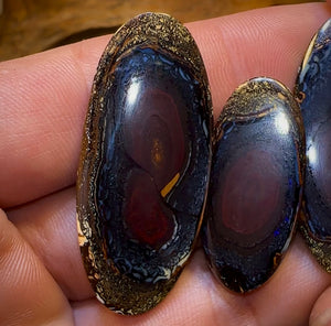 82.8cts - Yowah Nut Opal Parcel. Tribal Pattern Matching Trio Wonderful Art - Opal Whisperers